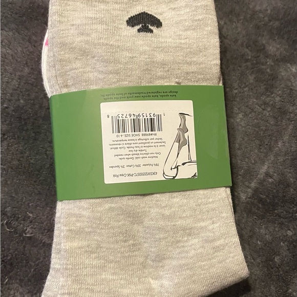 Kate Spade Pink and White Heart Pattern Crew Socks - Picture 2 of 2